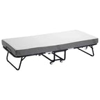Zeus & Ruta 31x 75 Twin Size Folding Bed with 5 Mattress, Portable Guest Bed for Adults, Gray