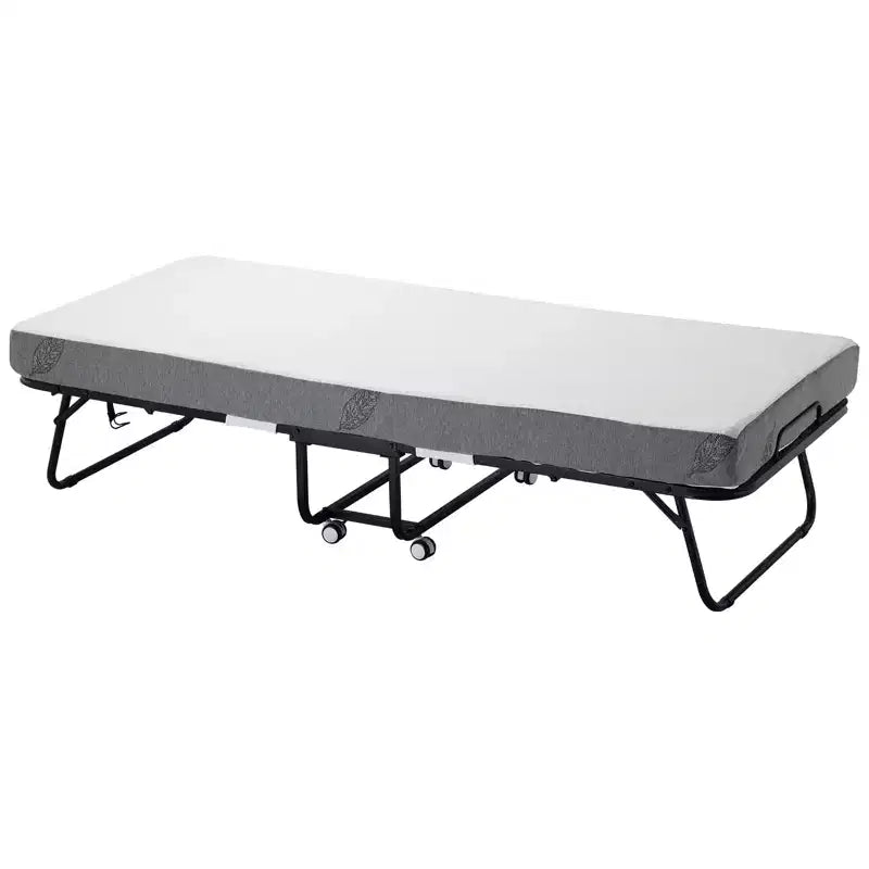 Zeus & Ruta 31x 75 Twin Size Folding Bed with 5 Mattress, Portable Guest Bed for Adults, Gray