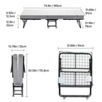 Zeus & Ruta 31x 75 Twin Size Folding Bed with 5 Mattress, Portable Guest Bed for Adults, Gray