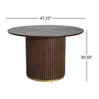 Christopher Knight Home Shankar Modern 5 Piece Round Dining Table Set with Rubberwood Upholstered Chairs
