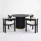 Christopher Knight Home Shankar Modern 5 Piece Round Dining Table Set with Rubberwood Upholstered Chairs