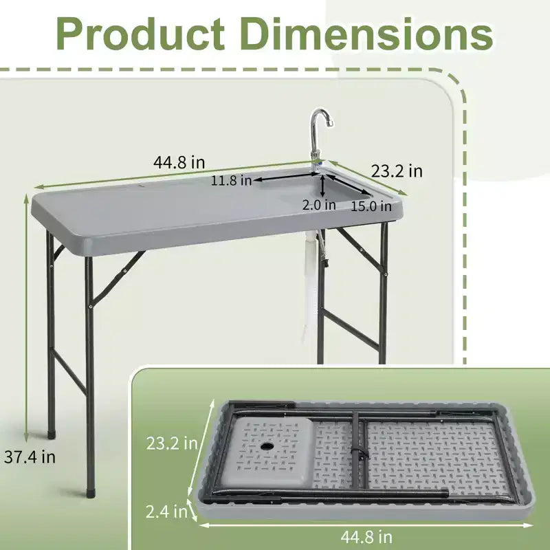 Karl Home 44.8 inch Patio Folding Fish Cleaning Table