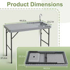 Karl Home 44.8 inch Patio Folding Fish Cleaning Table