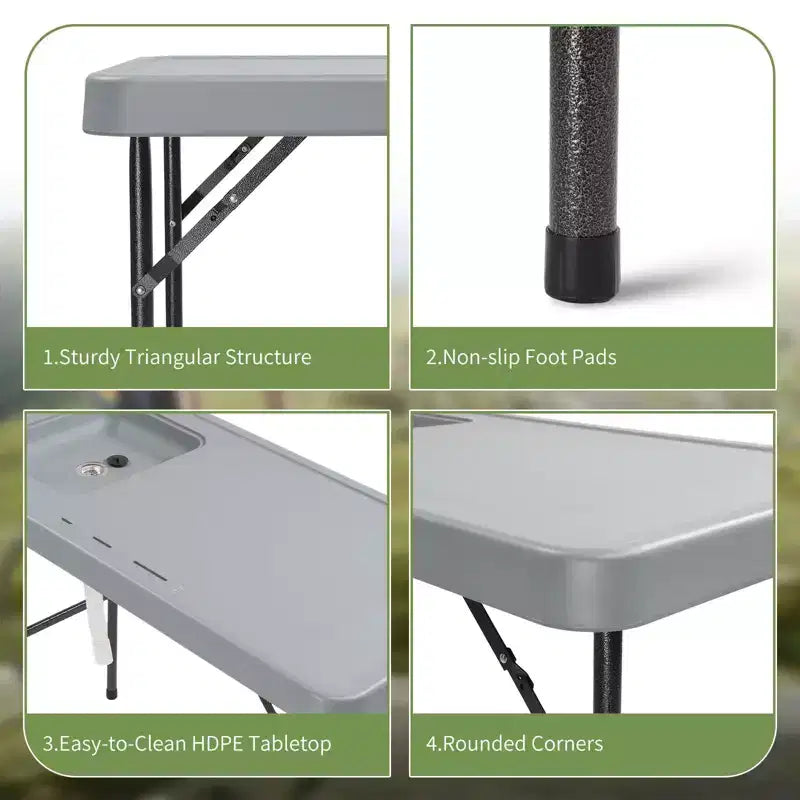 Karl Home 44.8 inch Patio Folding Fish Cleaning Table