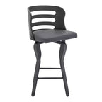 HomeRoots 25 Gray And Black Faux Leather And Iron Swivel Low Back Counter Height Bar Chair
