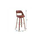 HomeRoots 26 Brown Faux Leather Swivel Counter Height Bar Chair