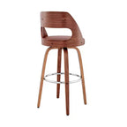 HomeRoots 26 Brown Faux Leather Swivel Counter Height Bar Chair