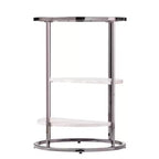 HomeRoots 24 Black Metal Glass And Faux Marble Round End Table With Two Shelves