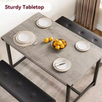 Dining Table Set for 4,Kitchen Table with Benches,Rectangular Dining Room Table Set with 2 Upholstered Benches,3 Piece Dining Table Set for Small Spac