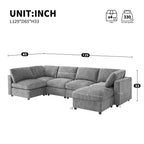 GDFStudio Hudson Modern Chenille 6-Seat Modular Sectional Sofa Sleeper U-Shaped Convertible Couch with Ottoman