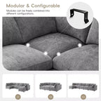GDFStudio Hudson Modern Chenille 6-Seat Modular Sectional Sofa Sleeper U-Shaped Convertible Couch with Ottoman