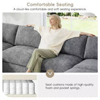 GDFStudio Hudson Modern Chenille 6-Seat Modular Sectional Sofa Sleeper U-Shaped Convertible Couch with Ottoman