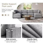 GDFStudio Hudson Modern Chenille 6-Seat Modular Sectional Sofa Sleeper U-Shaped Convertible Couch with Ottoman
