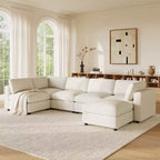 GDFStudio Hudson Modern Chenille 6-Seat Modular Sectional Sofa Sleeper U-Shaped Convertible Couch with Ottoman