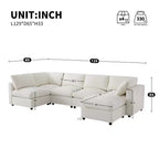 GDFStudio Hudson Modern Chenille 6-Seat Modular Sectional Sofa Sleeper U-Shaped Convertible Couch with Ottoman