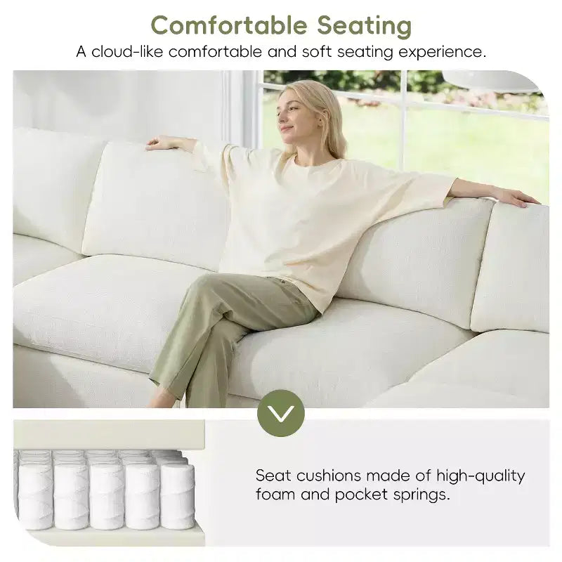 GDFStudio Hudson Modern Chenille 6-Seat Modular Sectional Sofa Sleeper U-Shaped Convertible Couch with Ottoman