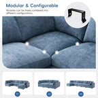 GDFStudio Hudson Modern Chenille 6-Seat Modular Sectional Sofa Sleeper U-Shaped Convertible Couch with Ottoman