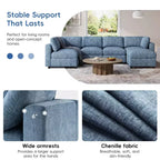 GDFStudio Hudson Modern Chenille 6-Seat Modular Sectional Sofa Sleeper U-Shaped Convertible Couch with Ottoman