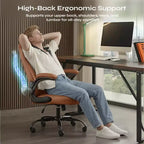 Pinmoco Ergonomic Executive Computer Desk Chair with Double-Layer Cushion, Gaming Chair with Wheels and Flip-Up Armrest, PU Leather