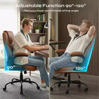 Pinmoco Ergonomic Executive Computer Desk Chair with Double-Layer Cushion, Gaming Chair with Wheels and Flip-Up Armrest, PU Leather