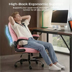 Pinmoco Ergonomic Executive Computer Desk Chair with Double-Layer Cushion, Gaming Chair with Wheels and Flip-Up Armrest, PU Leather