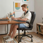 Pinmoco Ergonomic Executive Computer Desk Chair with Double-Layer Cushion, Gaming Chair with Wheels and Flip-Up Armrest, PU Leather