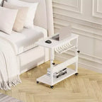 Adjustable Rolling CPU Stand with Cable Management, 22.83-34.1 Inch Height for Under Desk. 2-Tier Mobile Tower Holder for Office & Home, White