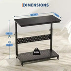 Adjustable Rolling CPU Stand with Cable Management, 22.83-34.1 Inch Height for Under Desk. 2-Tier Mobile Tower Holder for Office & Home, White
