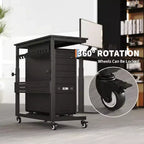 Adjustable Rolling CPU Stand with Cable Management, 22.83-34.1 Inch Height for Under Desk. 2-Tier Mobile Tower Holder for Office & Home, White