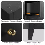 Storage Drawers Unit 2pcs, 6 Chest of Drawer Dresser for 48 Inch TV, Modern Wood Organizer TV Stand for Living Room, Entryway, Hallway, Black