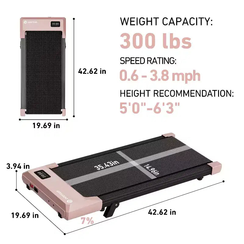 DeerRun Q2 Urban 7% Incline Mini Under desk wakling pad 14.96*35.43inches Belt With App & LED Display