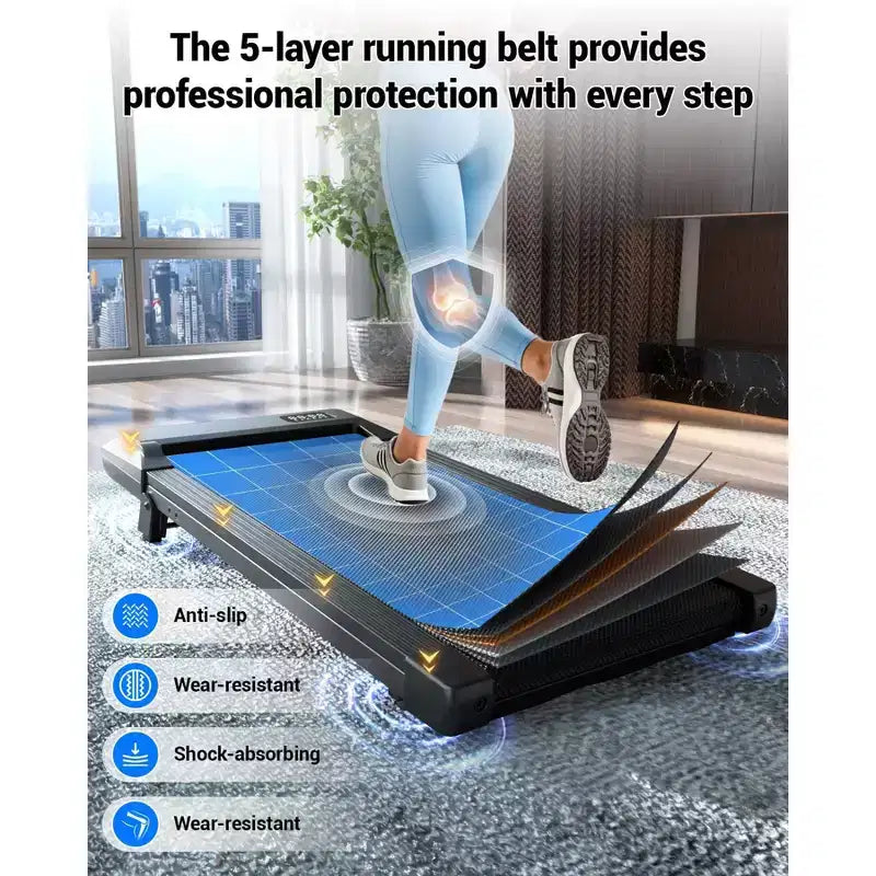 DeerRun Q2 Urban 7% Incline Mini Under desk wakling pad 14.96*35.43inches Belt With App & LED Display