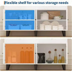 Storage Cabinet, Coffee Bar Station Table with Drawers and Adjustable Shelves, Freestanding Pantry Cabinet Cupboard Hutch for Living Room, Kitchen