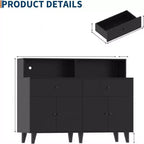 Storage Cabinet, Coffee Bar Station Table with Drawers and Adjustable Shelves, Freestanding Pantry Cabinet Cupboard Hutch for Living Room, Kitchen