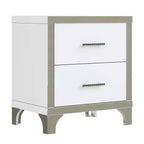 Modern High Gloss Nightstand with 2 Drawers, Elegant Bedside Table with Metal Legs and Handles - Panipeachy