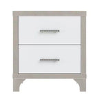 Modern High Gloss Nightstand with 2 Drawers, Elegant Bedside Table with Metal Legs and Handles - Panipeachy