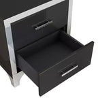 Modern High Gloss Nightstand with 2 Drawers, Elegant Bedside Table with Metal Legs and Handles - Panipeachy