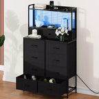 Dresser, Smart Dresser with 11 Fabric Drawers, Built-in Charging Station & App-Controlled RGB , White Industrial