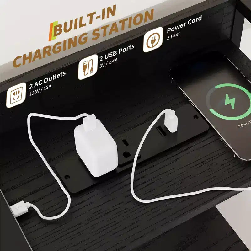 Dresser, Smart Dresser with 11 Fabric Drawers, Built-in Charging Station & App-Controlled RGB , White Industrial