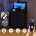 Dresser, Smart Dresser with 11 Fabric Drawers, Built-in Charging Station & App-Controlled RGB , White Industrial