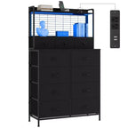 Dresser, Smart Dresser with 11 Fabric Drawers, Built-in Charging Station & App-Controlled RGB , White Industrial