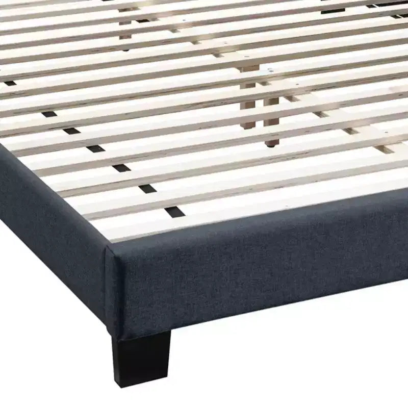 GDFStudio Everett European Classic Burlap Upholstered Platform Bed Frame with Button Tufted Nailhead Trim Headboard