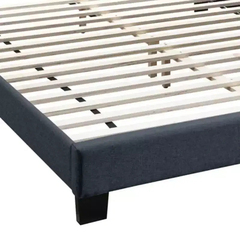 GDFStudio Everett European Classic Burlap Upholstered Platform Bed Frame with Button Tufted Nailhead Trim Headboard