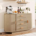 47'' Sideboard Buffet Cabinet with Storage,Fluted Coffee Bar Cabinet with 4 Drawers & 2 Sliding Doors,Wood Buffet Table for Kitchen, Living Room