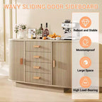 47'' Sideboard Buffet Cabinet with Storage,Fluted Coffee Bar Cabinet with 4 Drawers & 2 Sliding Doors,Wood Buffet Table for Kitchen, Living Room