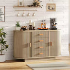 47'' Sideboard Buffet Cabinet with Storage,Fluted Coffee Bar Cabinet with 4 Drawers & 2 Sliding Doors,Wood Buffet Table for Kitchen, Living Room