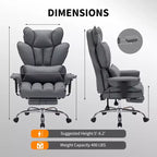 Big and Tall Office Chair w/Footrest, High Back Executive Desk Chair, 155ReclineLumbar Support Pillow, Faux Leather Gaming Chairs for Home