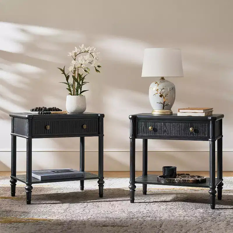 Godefroy 26 Tall 1-Drawer End Table Set of 2 | HULALA HOME-WALNUT