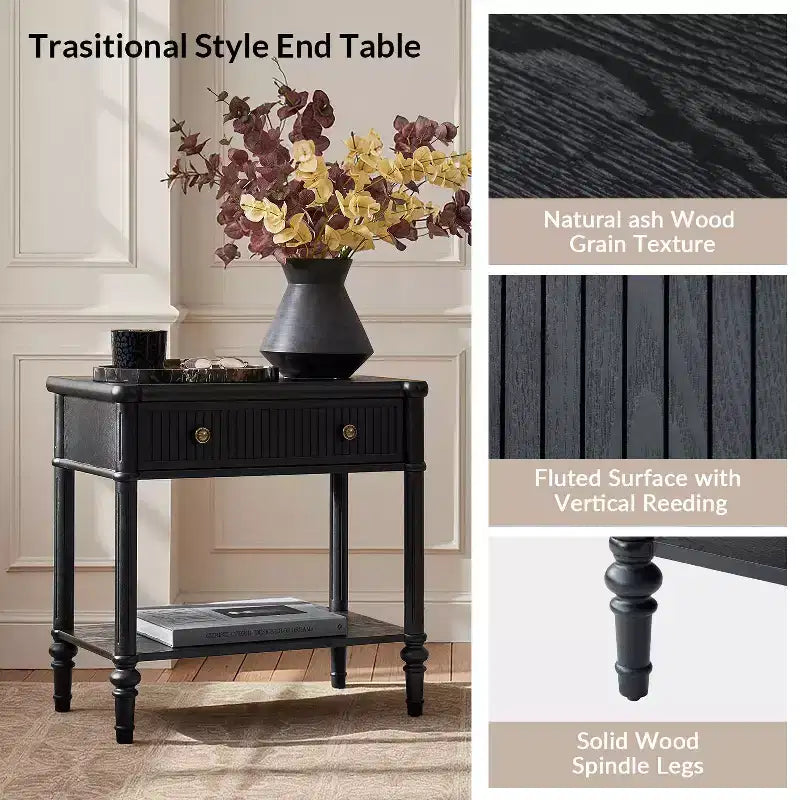 Godefroy 26 Tall 1-Drawer End Table Set of 2 | HULALA HOME-WALNUT