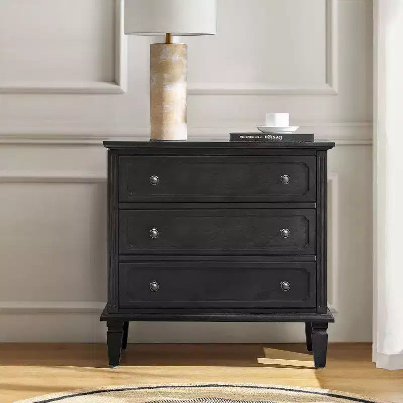 Teodosia 3-Drawer End Tbale|Hulala Home-BLACK